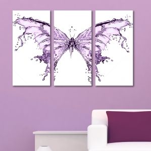 0191 Wall art decoration (set of 3 pieces) Abstract butterfly