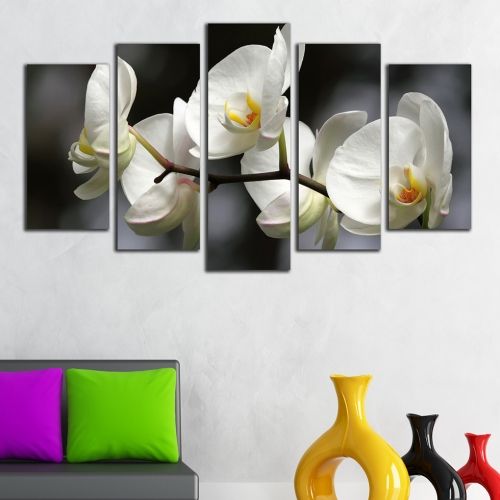 canvas wall art with white orchid