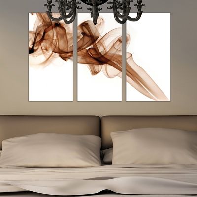 0274 Abstract wall art decoration (set of 3 pieces) White and brown