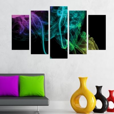 0277 Abstract wall art decoration (set of 5 pieces) Color smoke