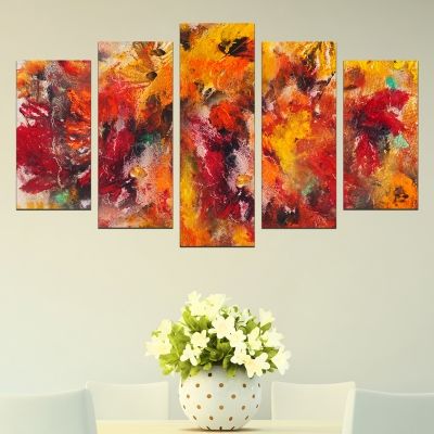 0297 Wall art decoration (set of 5 pieces) Abstract flowers