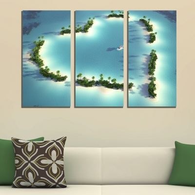 0315 Wall art decoration (set of 3 pieces) Island of love