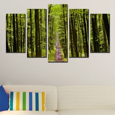 0318 Wall art decoration (set of 5 pieces) Forest path