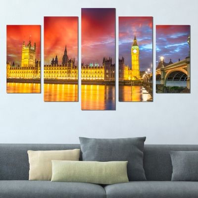 0372 Wall art decoration (set of 5 pieces) London