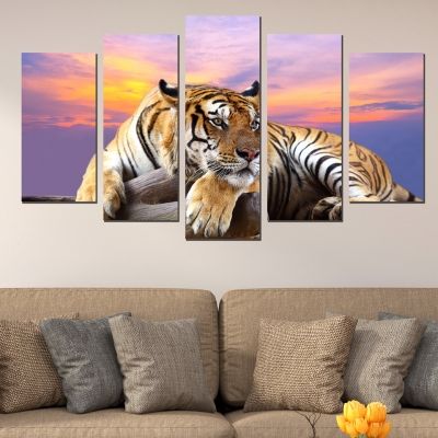 0428 Wall art decoration (set of 5 pieces) Tiger