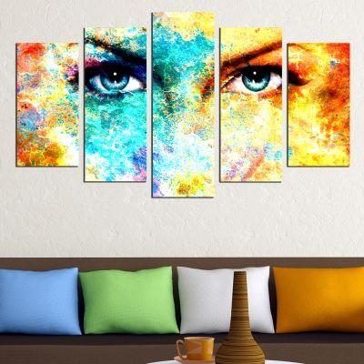 0471 Wall art decoration (set of 5 pieces) Hypnotising eyes