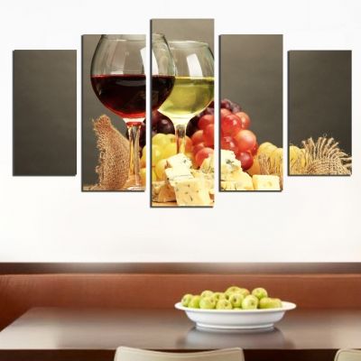 0479 Wall art decoration (set of 5 pieces) Red and white wine