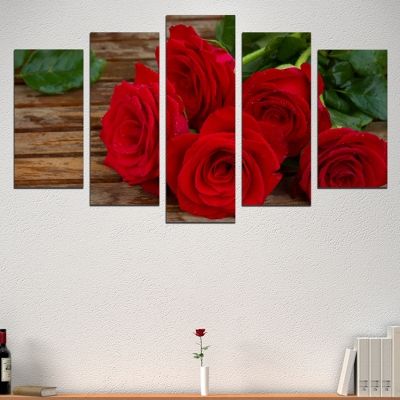 0505 Wall art decoration (set of 5 pieces) Red roses