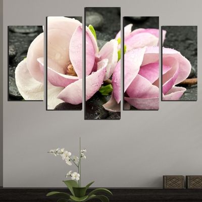 0517 Wall art decoration (set of 5 pieces) Magnolias