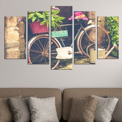 0547 Wall art decoration (set of 5 pieces) Vintage bicicle