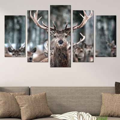0579 Wall art decoration (set of 5 pieces) Deer