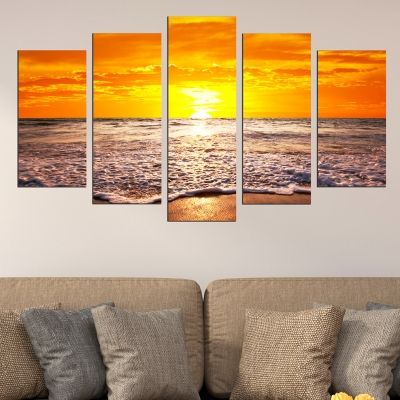 0591 Wall art decoration (set of 5 pieces)  Beautiful sunset