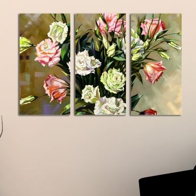 0019 Wall art decoration (set of 3 pieces)  Delicate roses