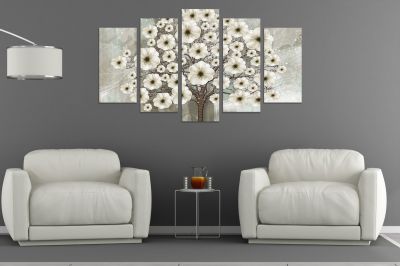 9159 Wall art decoration (set of 5 pieces) Abstract tree