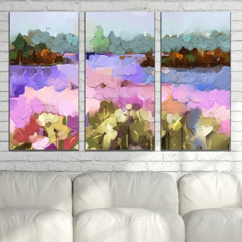 0884 Wall art decoration (set of 3 pieces) Colorful abstraction - landscape