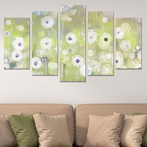 0885 Wall art decoration (set of 5 pieces) Abstract flowers