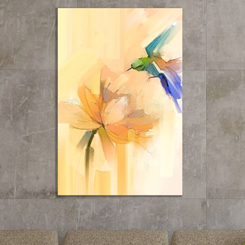 0887 Картина Абстракция - цвете и птица - репродукция