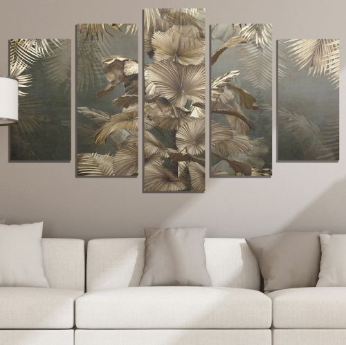 0897 Wall art decoration (set of 5 pieces)  Tropical leaves