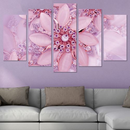 9193  Wall art decoration (set of 5 pieces) Flowers and diamonds