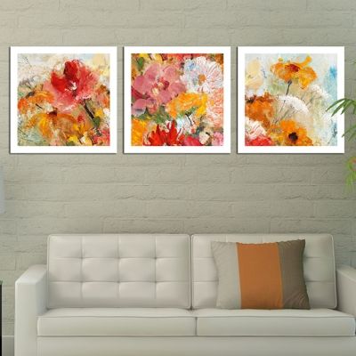 Set of 3 paintings with flowers
