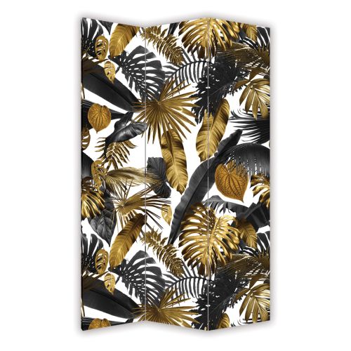 P0895 Decorative Screen Room divider Tropical leaves  in black and gold (3,4,5 or 6 panels)