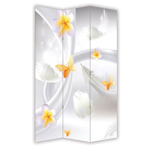 P9199 Decorative Screen Room divider 3D Abstraction with flowers and feathers  (3, 4, 5 or 6 panels)