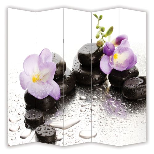 P0325 Decorative Screen Room divider Stones and orchids (3,4,5 or 6 panels)