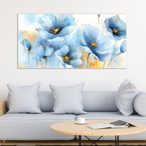 0963_1 Wall art decoration Blue flowers