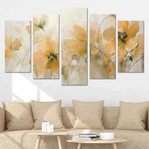 0967 Wall art decoration (set of 5 pieces) Flowers art