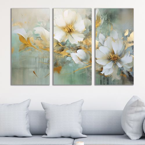 0971 Wall art decoration (set of 3 pieces) Flowers art