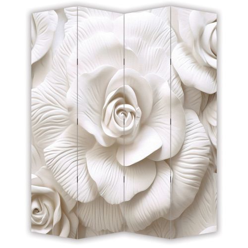 P9238 Decorative Screen Room divider 3D White roses (3, 4, 5 or 6 panels)