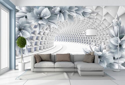 T9260 Фототапет 3D Тунел с цветя