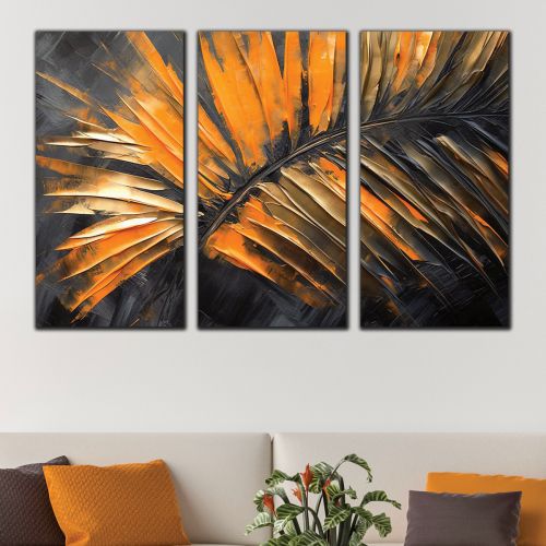 1004 Wall art decoration (set of 3 pieces) Abstraction tropical leave