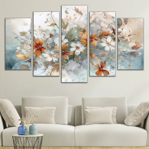 1010 Wall art decoration (set of 5 pieces) Flowers art