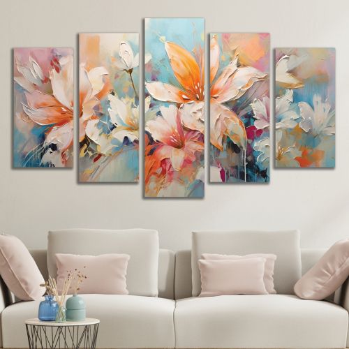 1017 Wall art decoration (set of 5 pieces) Flowers art