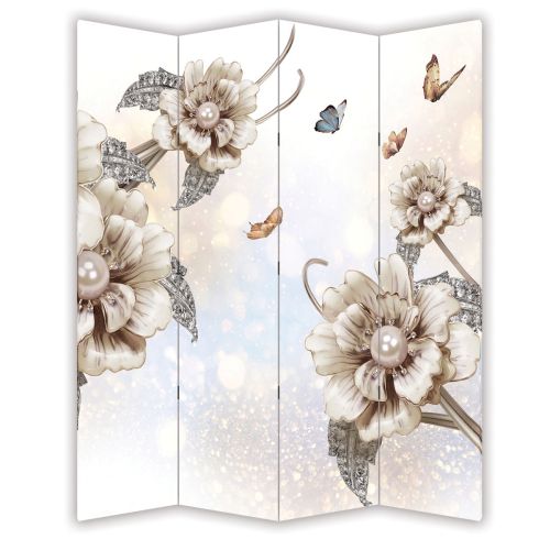 P9158 Decorative Screen Room divider 3D Composition with flowers and jewelry (3,4,5 or 6 panels)