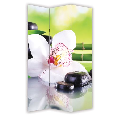 P0162 Decorative Screen Room divider  White orchid with reflection (3,4,5 or 6 panels)