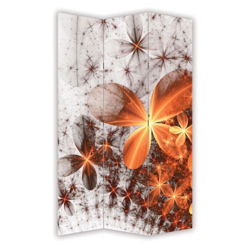 P0702 Decorative Screen Room divider Abstract flowers in orange (3,4,5 or 6 panels)