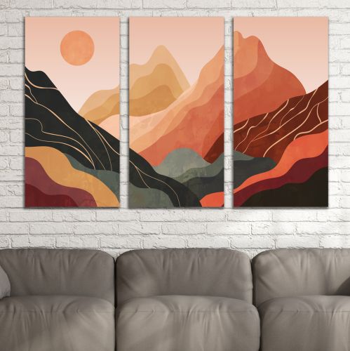 0948 Wall art decoration (set of 3 pieces) Abstract mountain landscape