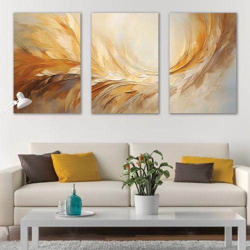 0968  Wall art decoration (set of 3 pieces) Golden touch