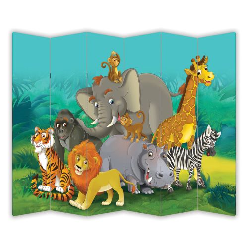 P9033 Decorative Screen Room divider Jungle animals (3,4,5 or 6 panels)