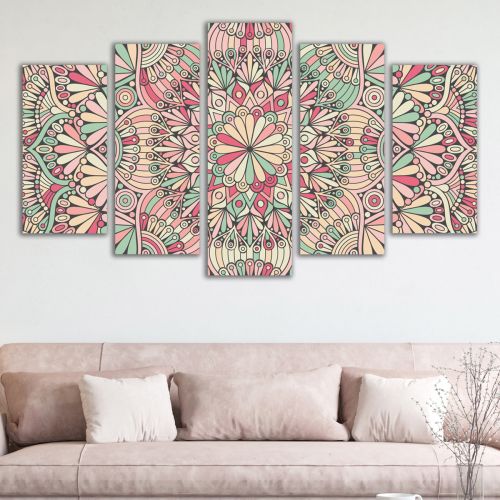 0835  Wall art decoration (set of 5 pieces) Golden leaves for living room