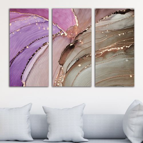 9248 Wall art decoration (set of 3 pieces) Abstraction with flowing colors