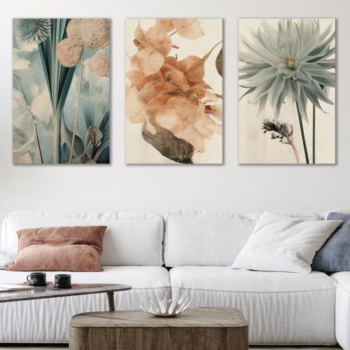 1012 Wall art decoration (set of 3 pieces) Flowers