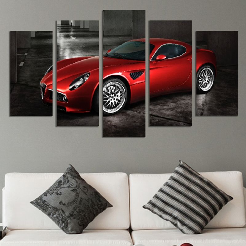 Wall decoration set of pieces Red car