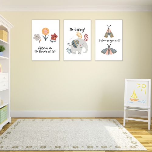 1041 Wall art decoration (set of 3 pieces) Children are the flowers of life