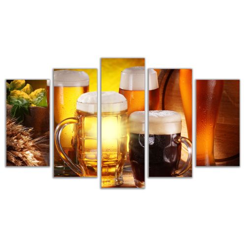 0478 Wall art decoration (set of 5 pieces) Beer