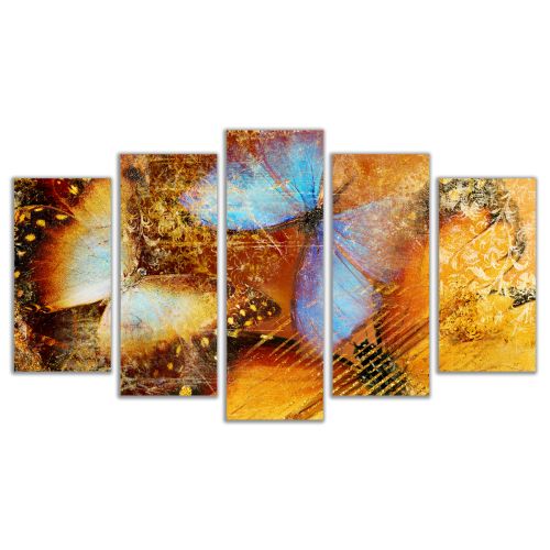 0449 Wall art decoration (set of 5 pieces) Butterflies