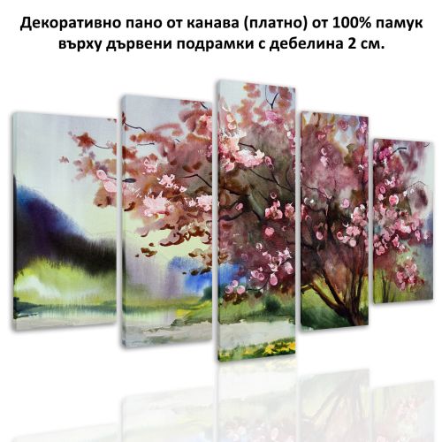 0128 Wall art decoration (set of 5 pieces) Colorful spring