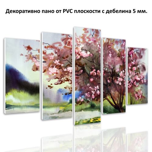 0128 Wall art decoration (set of 5 pieces) Colorful spring